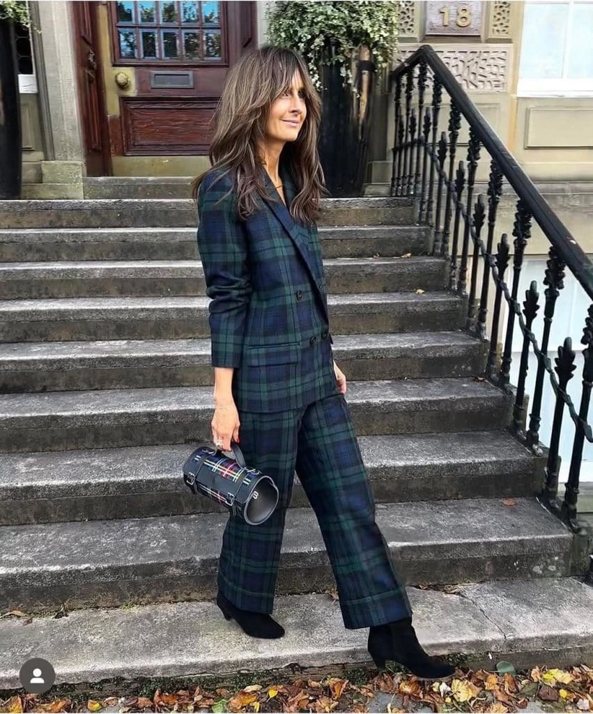 5- A Plaid Trouser Suit with Personality
