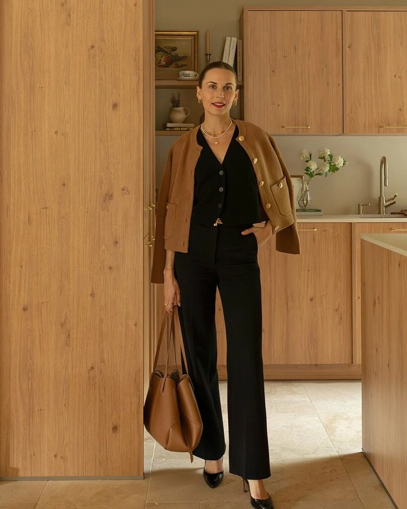3- Add a Camel Jacket to Black Tailoring