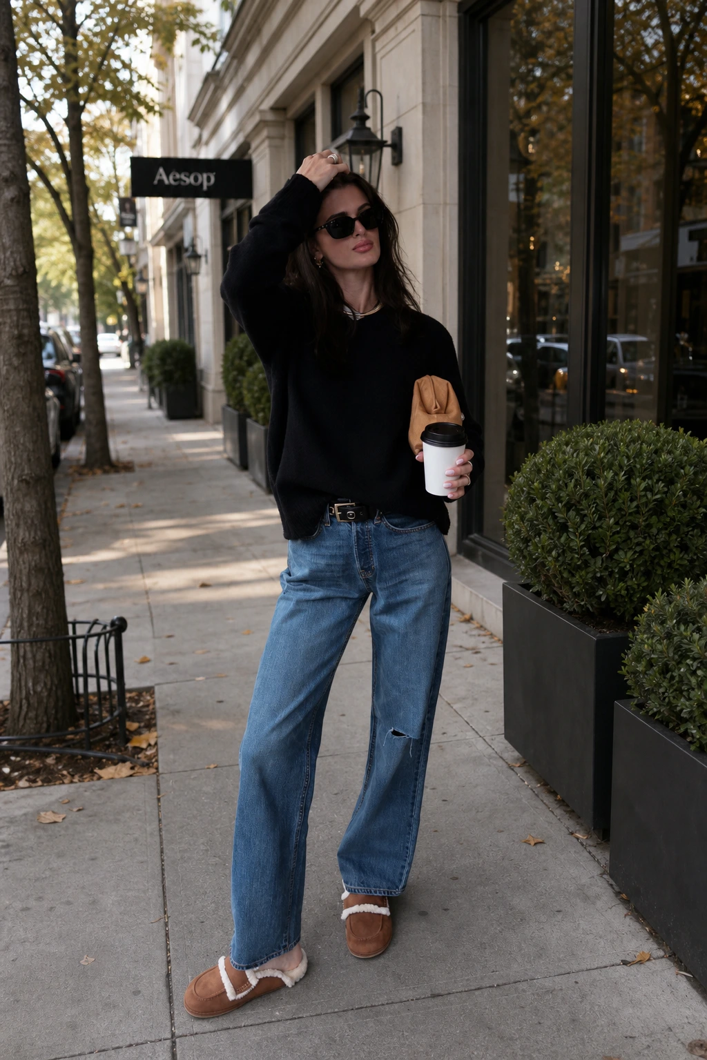 2- Black Sweater and Relaxed Denim