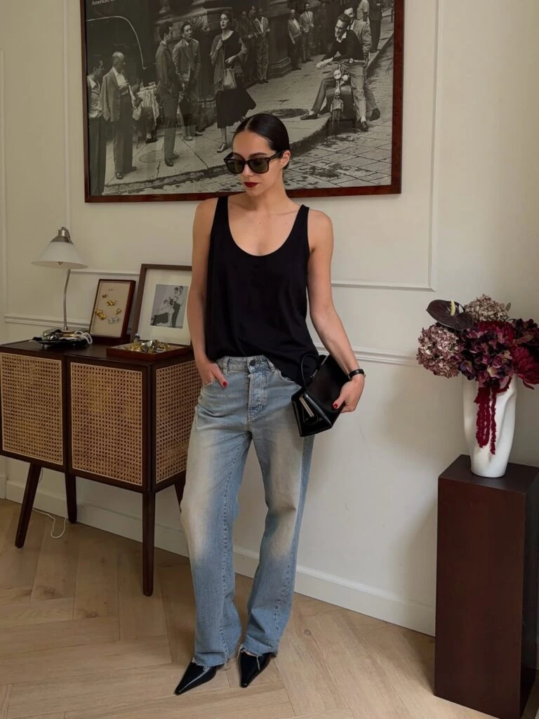 11- Black Tank with Relaxed Jeans