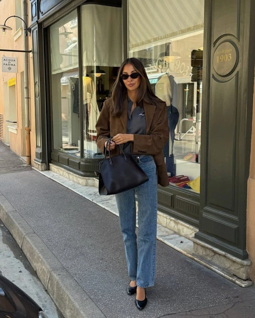 4- Brown Suede Blazer and Jeans