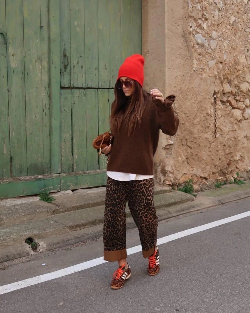 3- Brown Sweater and Sporty Sneakers