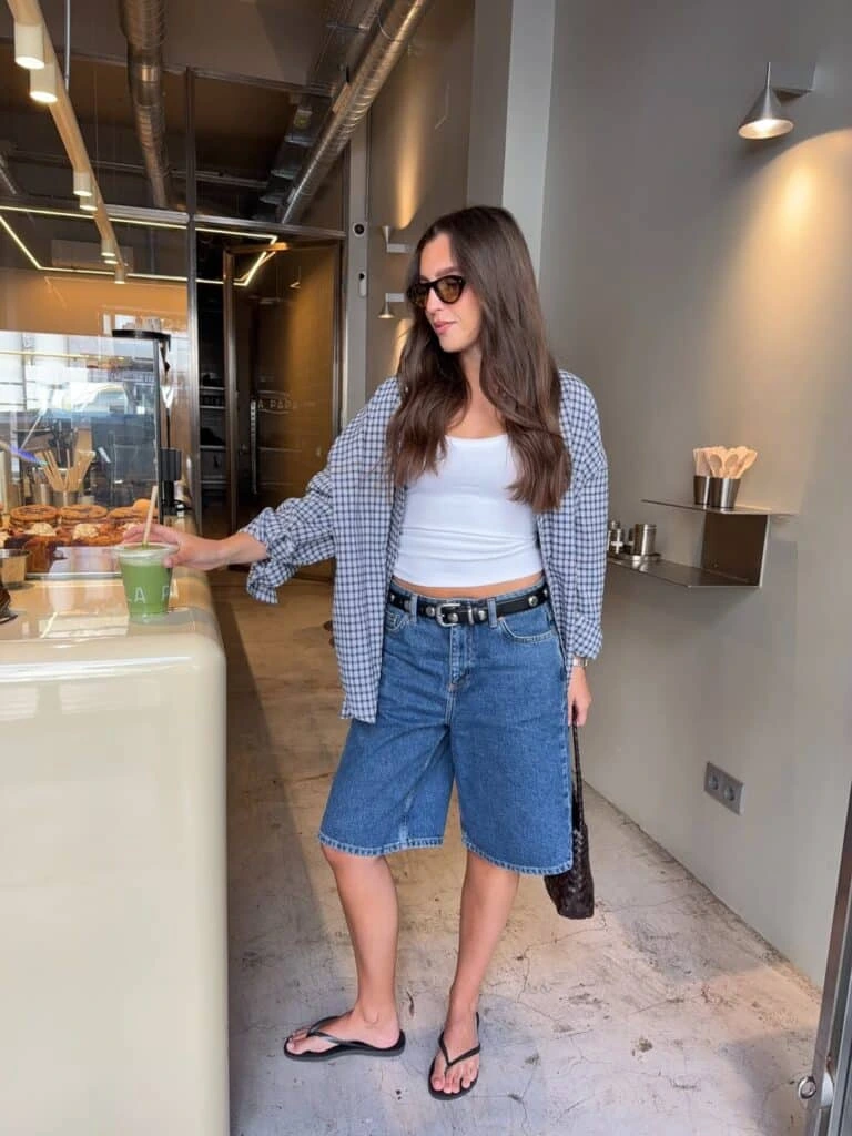 3- Checked Shirt and Denim Bermudas