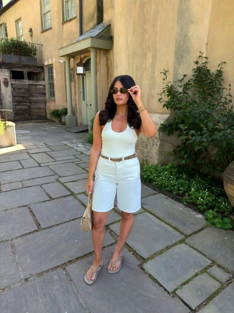 4- Cream-on-Cream Bermuda Shorts