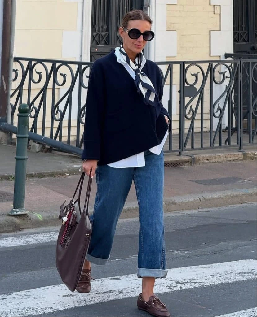 4- Cuffed Denim and Polished Loafers