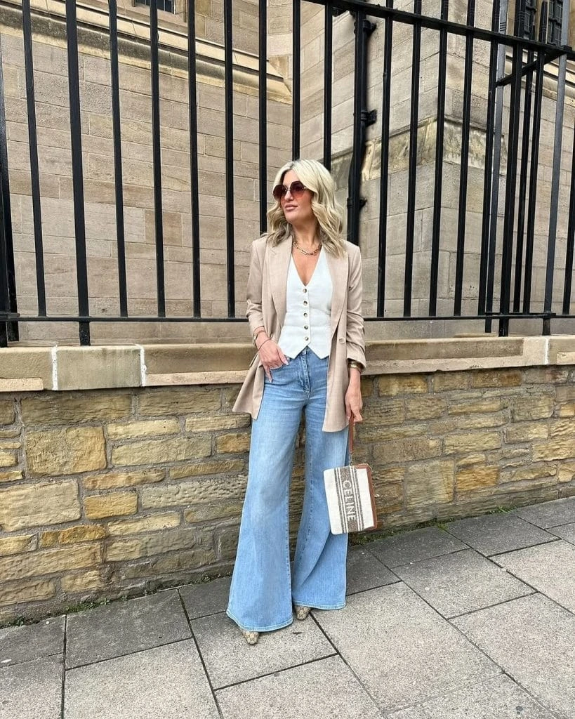 4- Flares with a Vest and Blazer