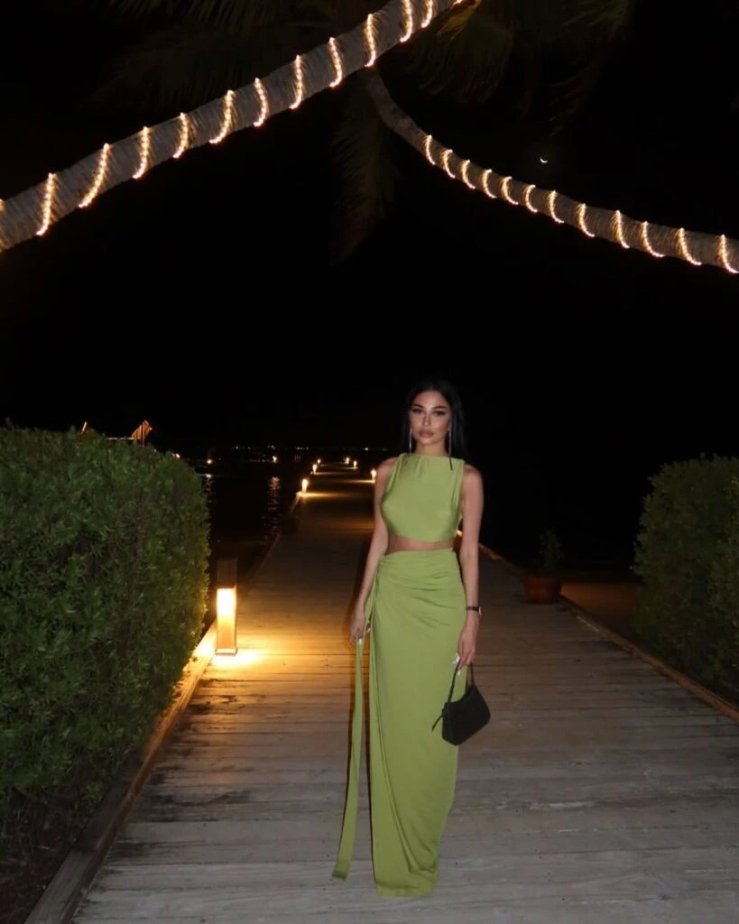 11- Green Crop Top and Maxi Skirt