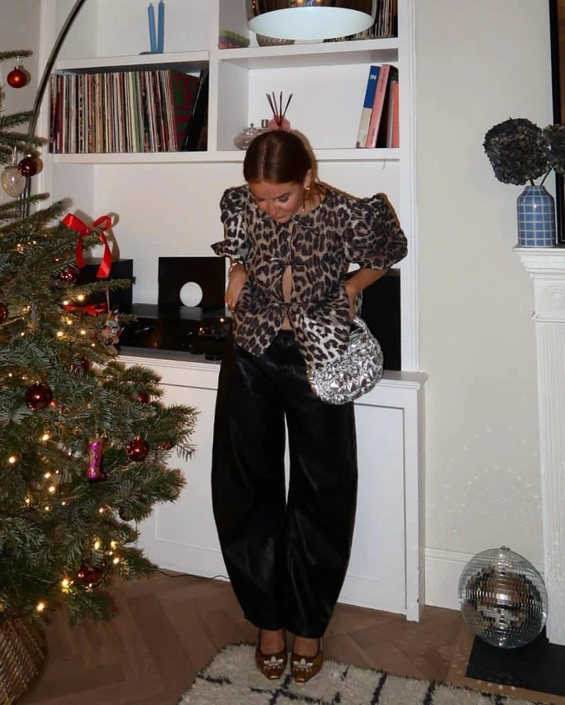 4- Leopard Top With Fluid Black Trousers