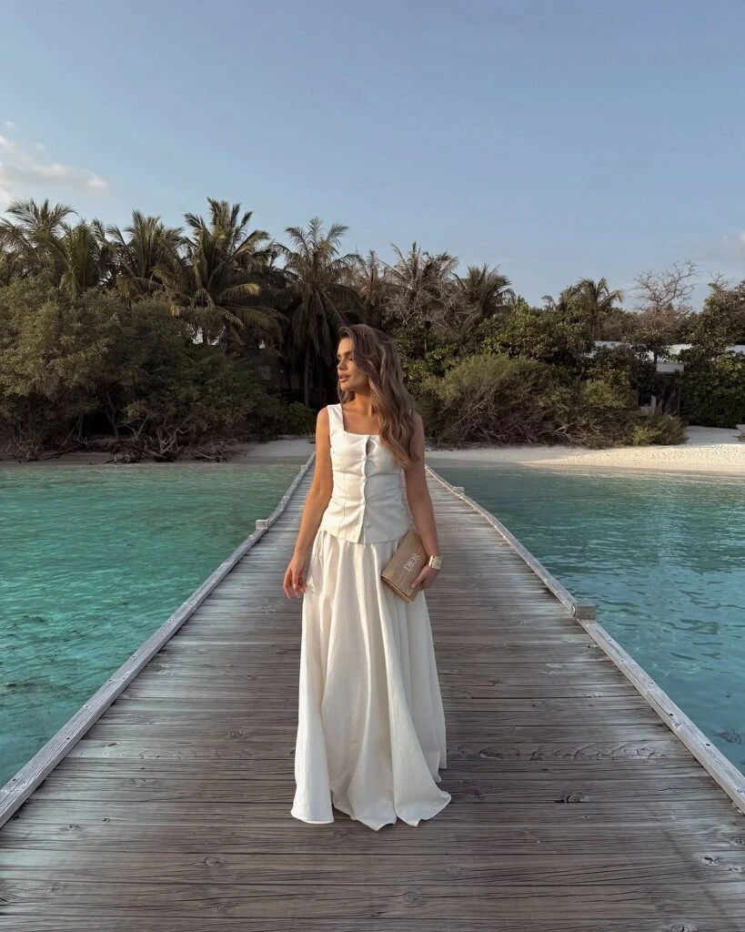 3- Linen Vest and Maxi Skirt Set