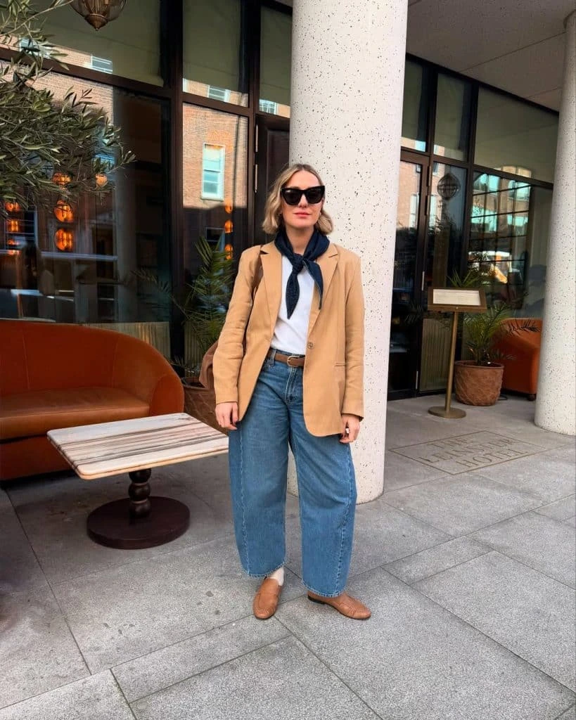 1- Oversized Blazer and Neck Scarf