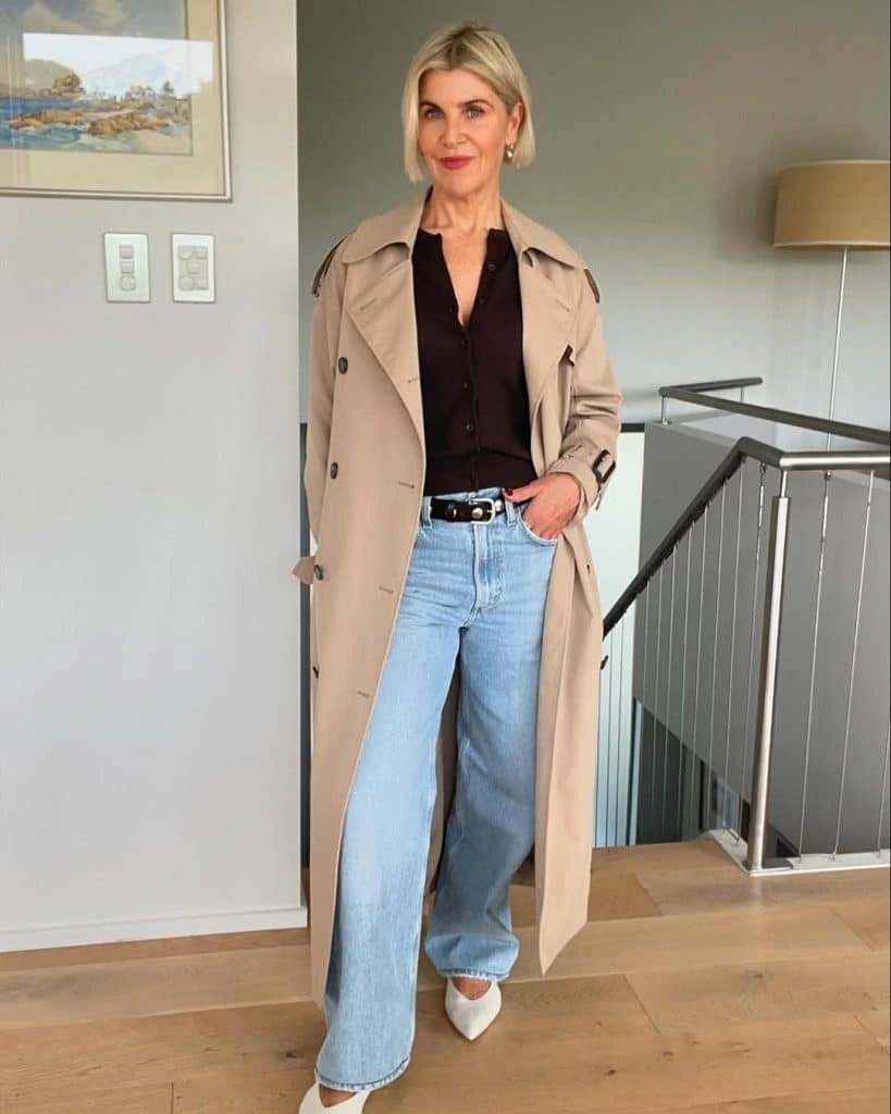 12- Relaxed Jeans under a Trench