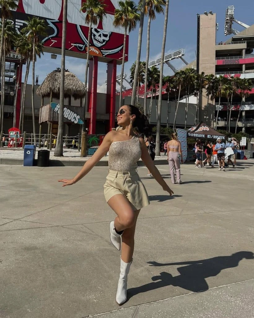 8- Sequin One-Shoulder Top and Shorts
