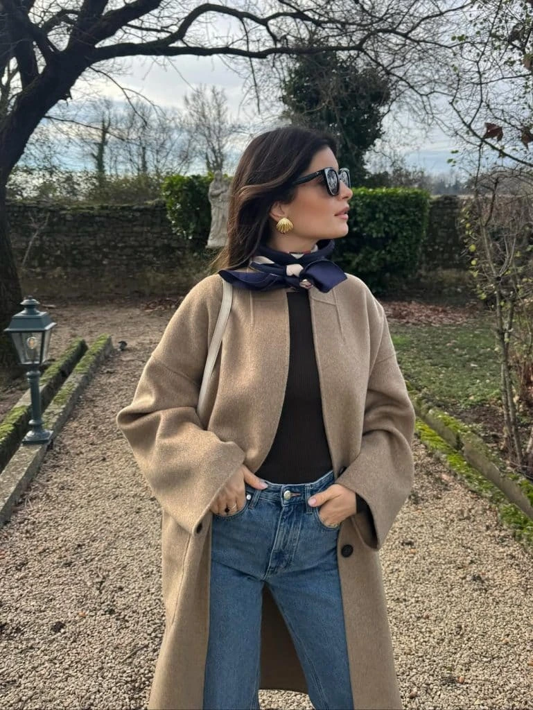 10- Statement Coat and Silk Scarf