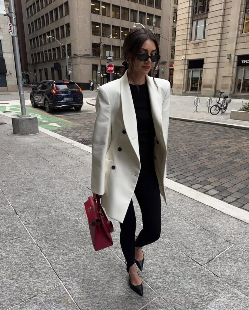 14- Statement Heels with a Structured Jacket