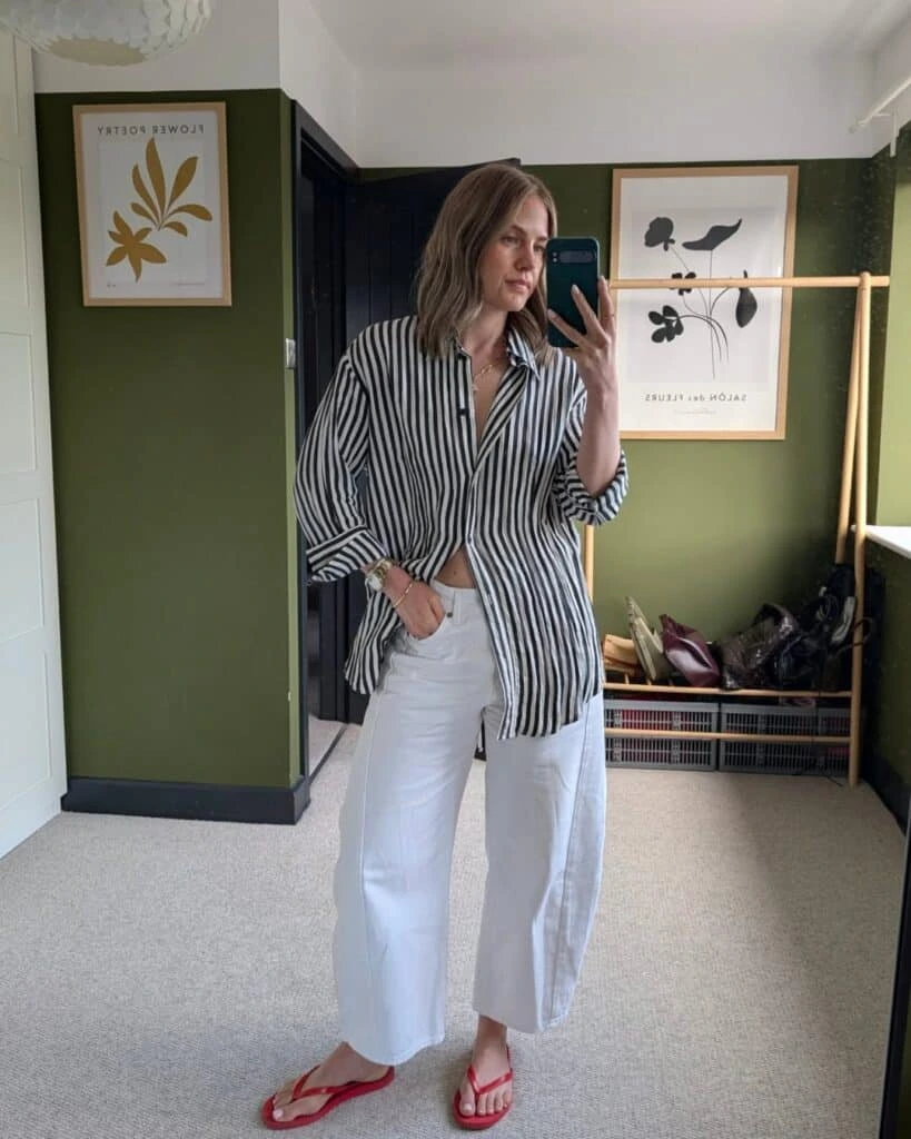 2- Striped Shirt and White Culottes