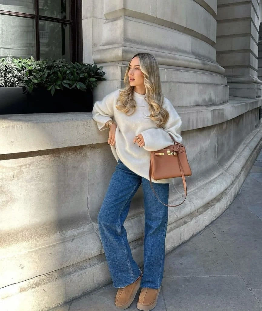 9- Sweater with a Satin Midi Skirt