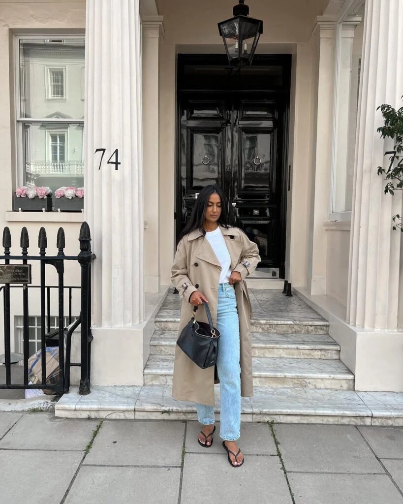17- Trench, Tee, and Straight-Leg Denim