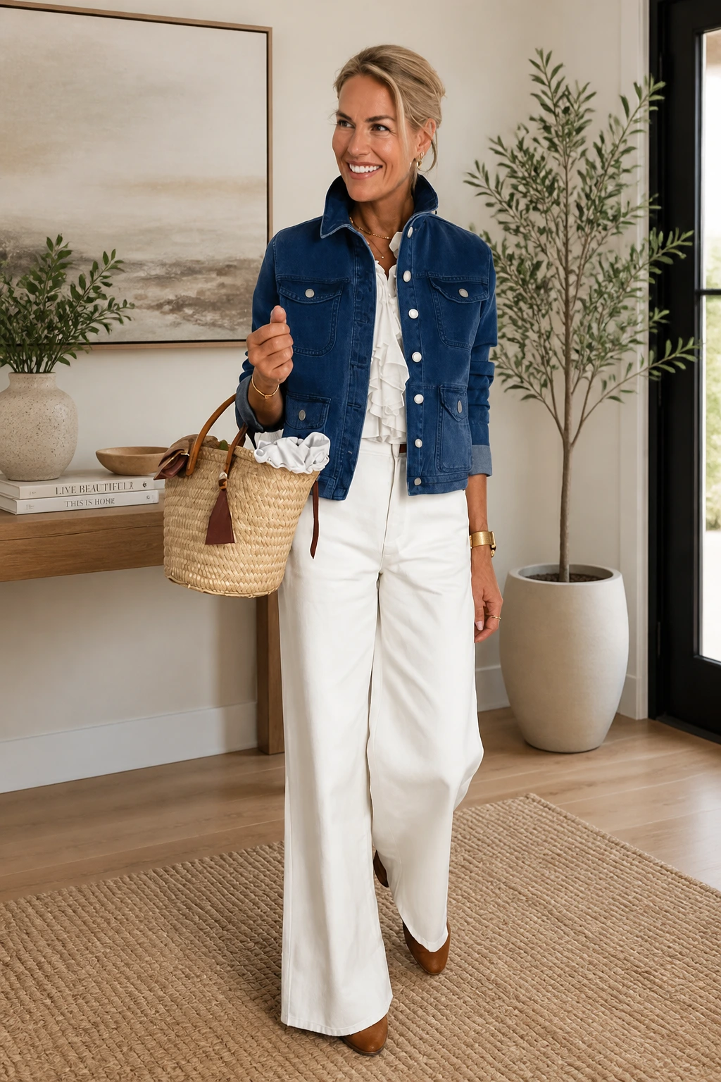4- White Jeans with a Blue Layer