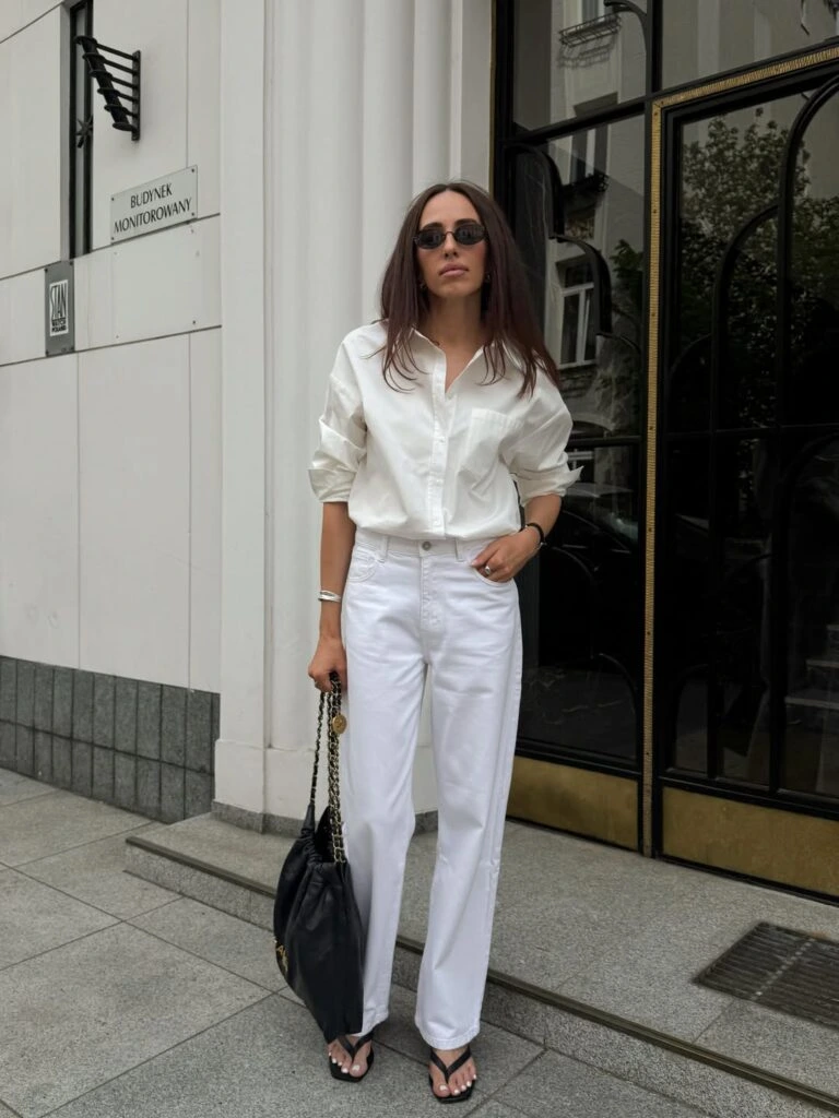 5- White Shirt and Straight-Leg Jeans