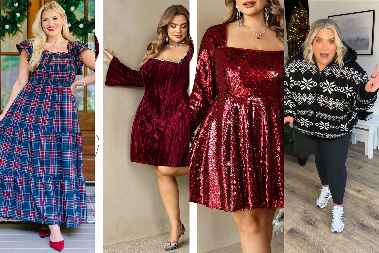 15 Plus Size Christmas Outfit Ideas to Inspire Your Holiday Look featured outfit collage