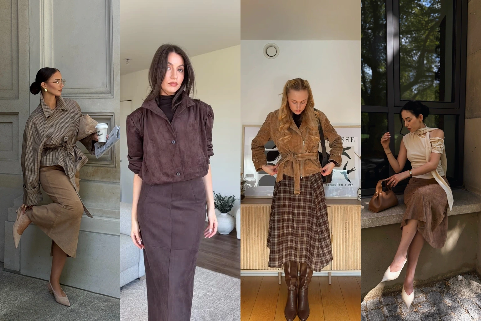 15 Suede Skirt Outfit Ideas featured outfit collage