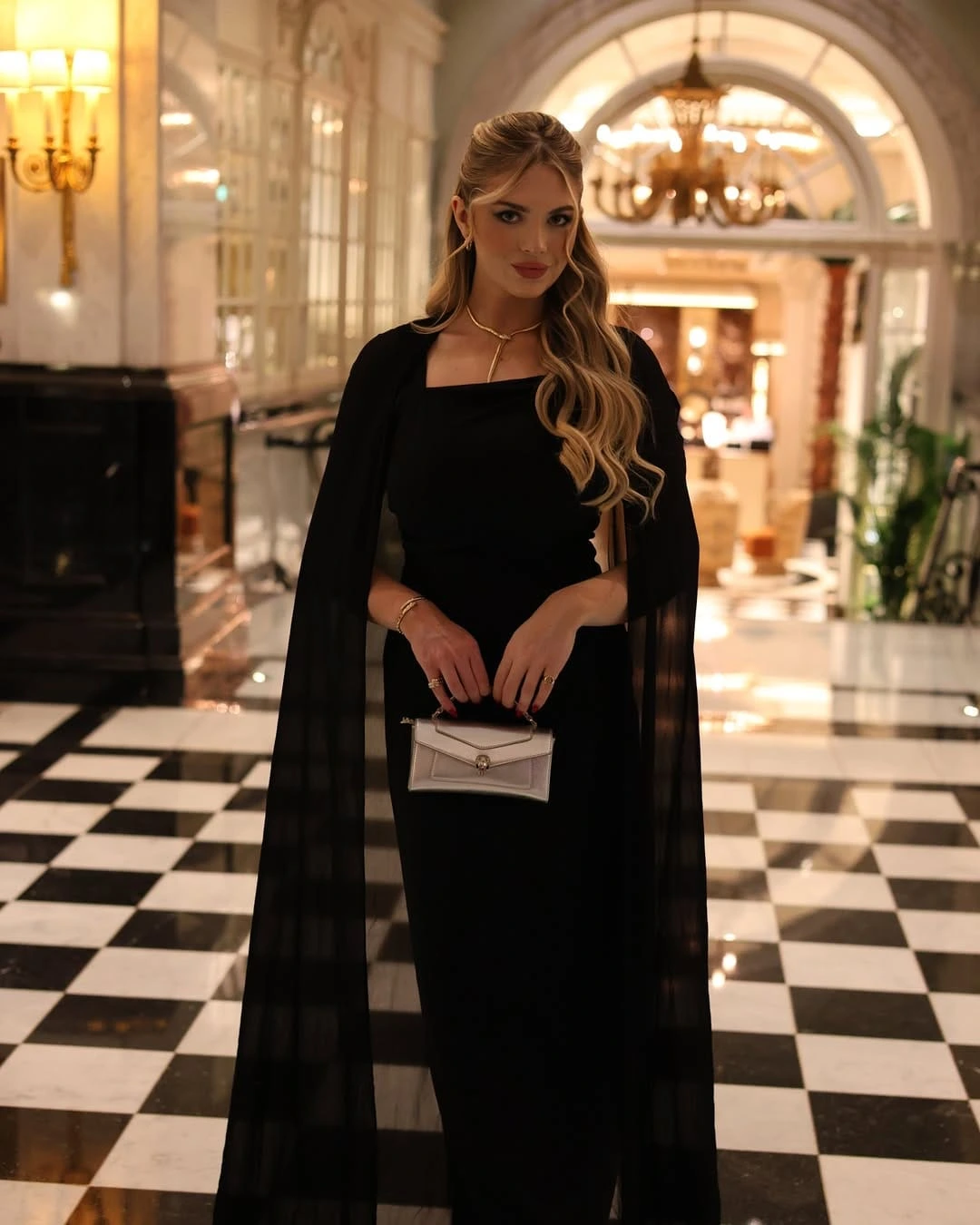 18- Black Gown with Cape Sleeves