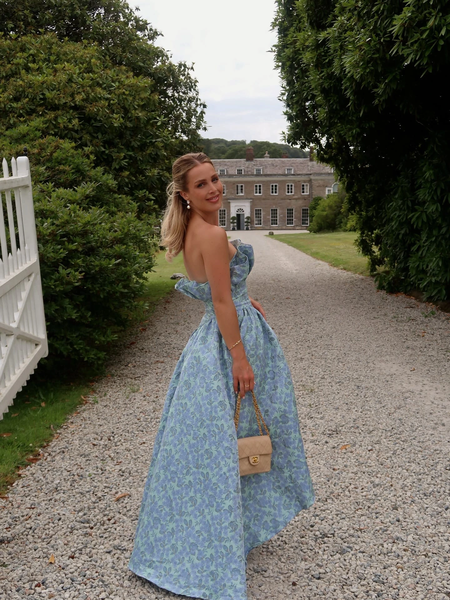 3- Blue Floral Jacquard Gown