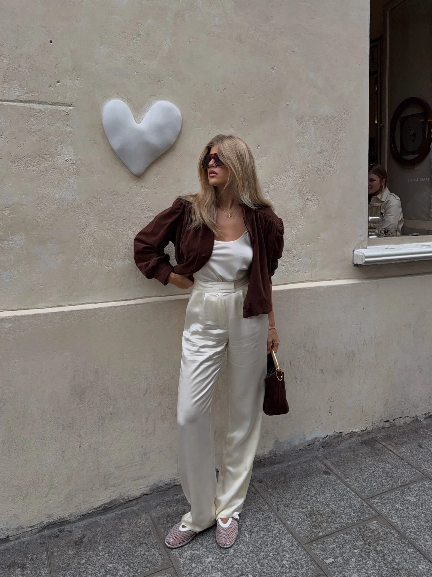 24- Brown Suede Jacket with Satin Trousers