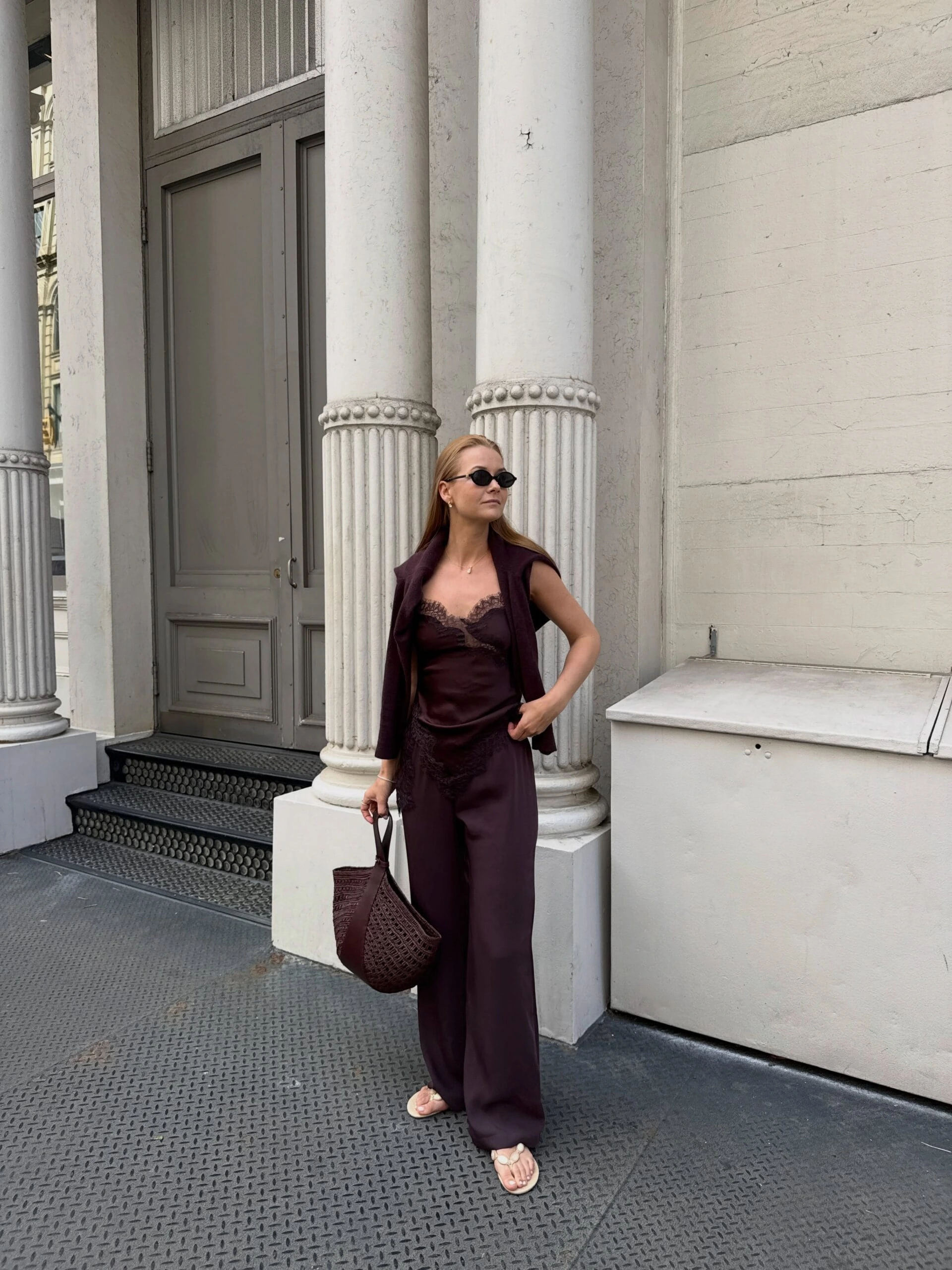 17- Burgundy Satin Cami Set