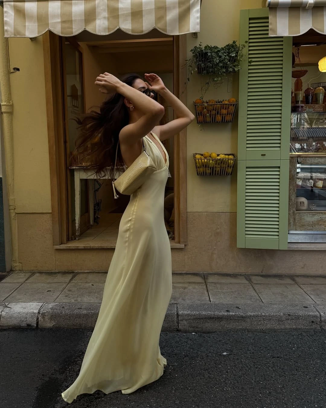 23- Butter Yellow Satin Slip Maxi