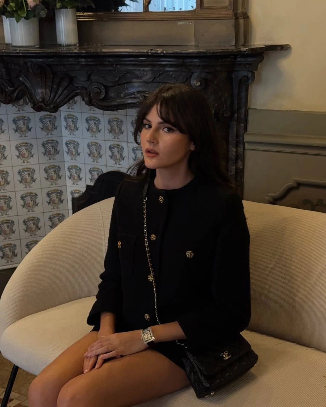 3- Buttoned Jacket with a Mini Dress