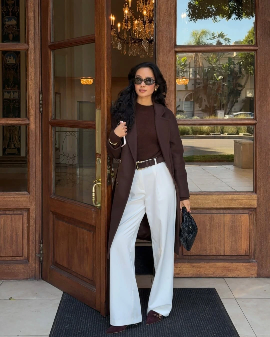 18- Chocolate Coat with Ivory Trousers