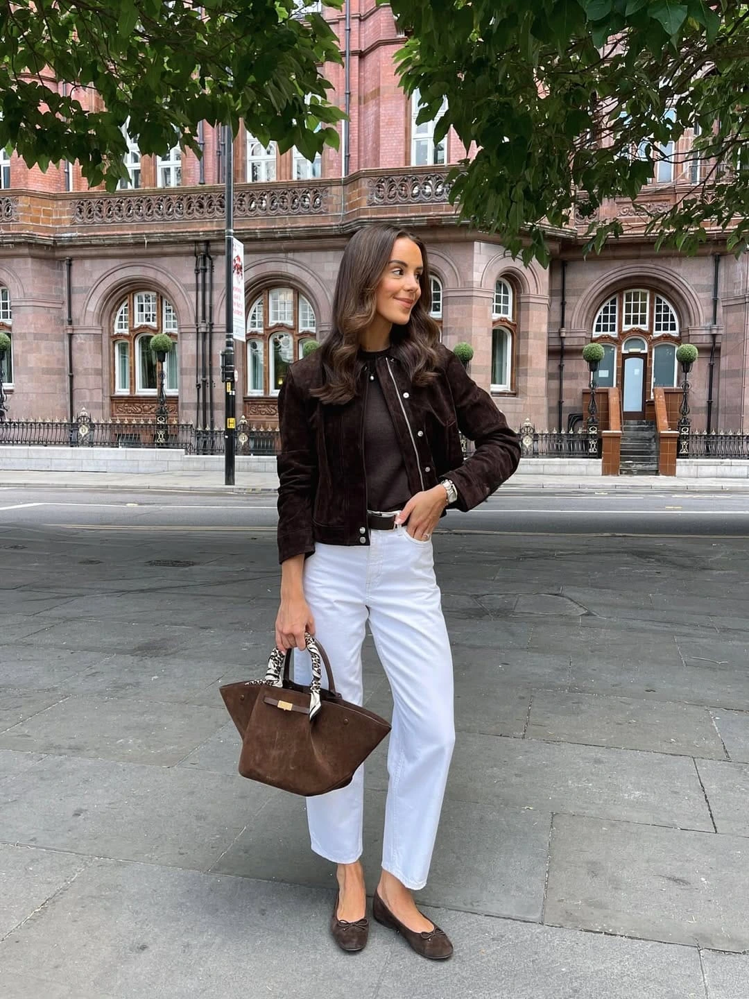 10- Chocolate Suede with White Denim