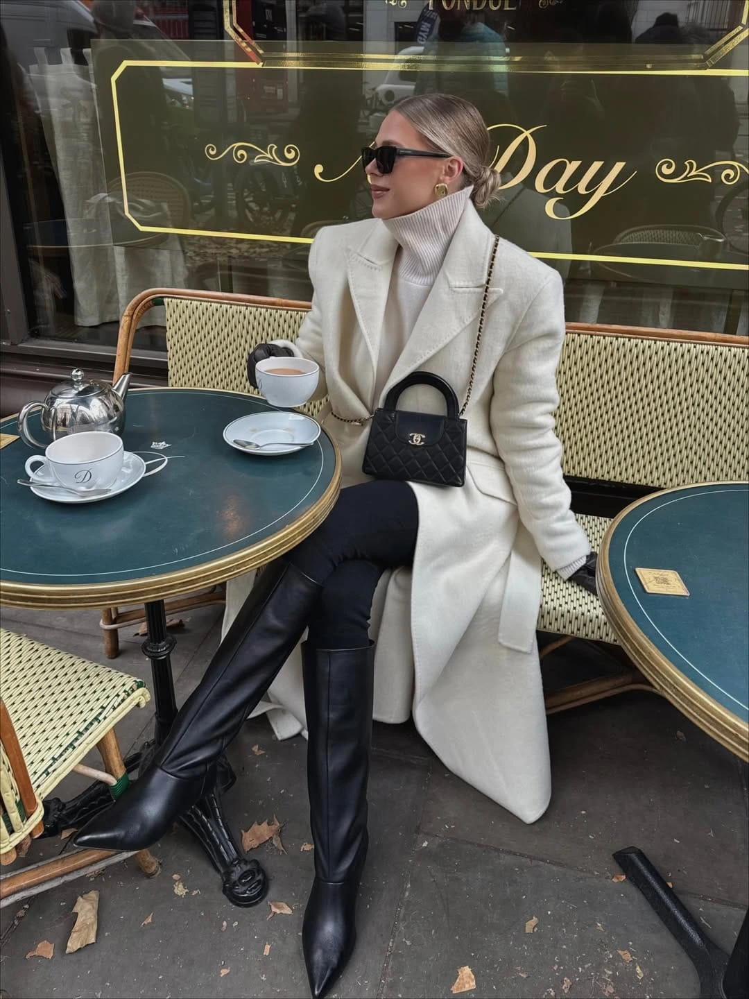 6- Cream Coat and Chunky Turtleneck