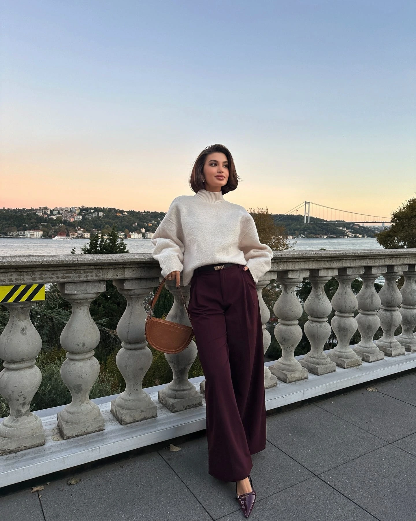 14- Cream Knit With Burgundy Trousers