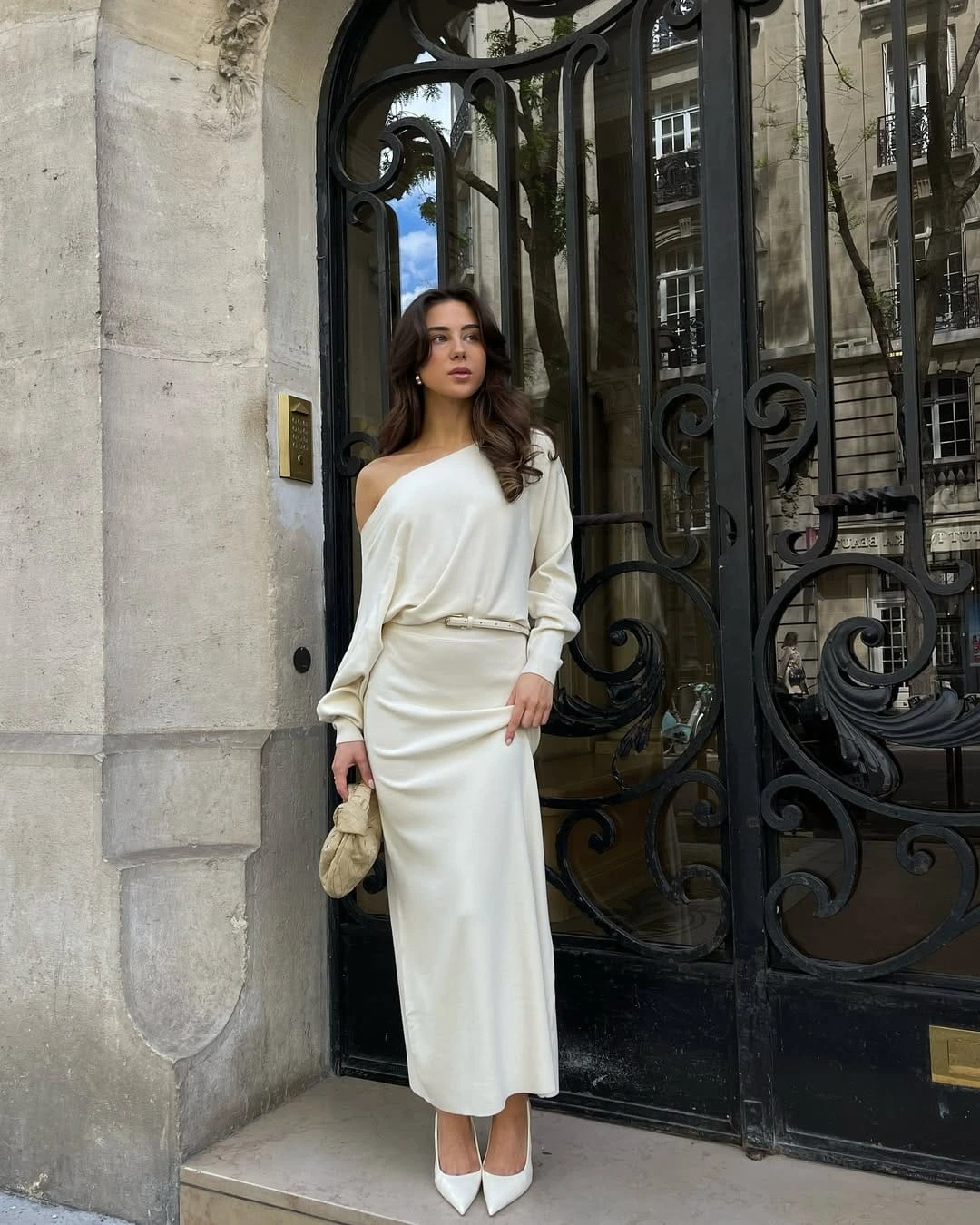 14- Cream Satin with a Matching Belt