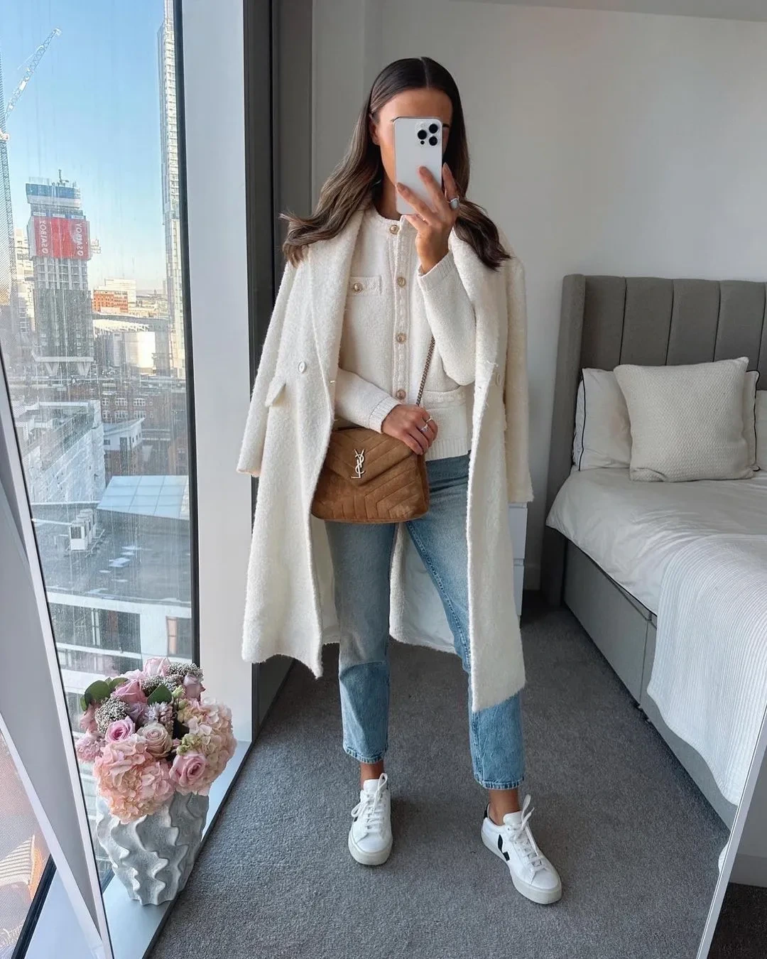 2- Fresh Layers with a Long White Cardigan