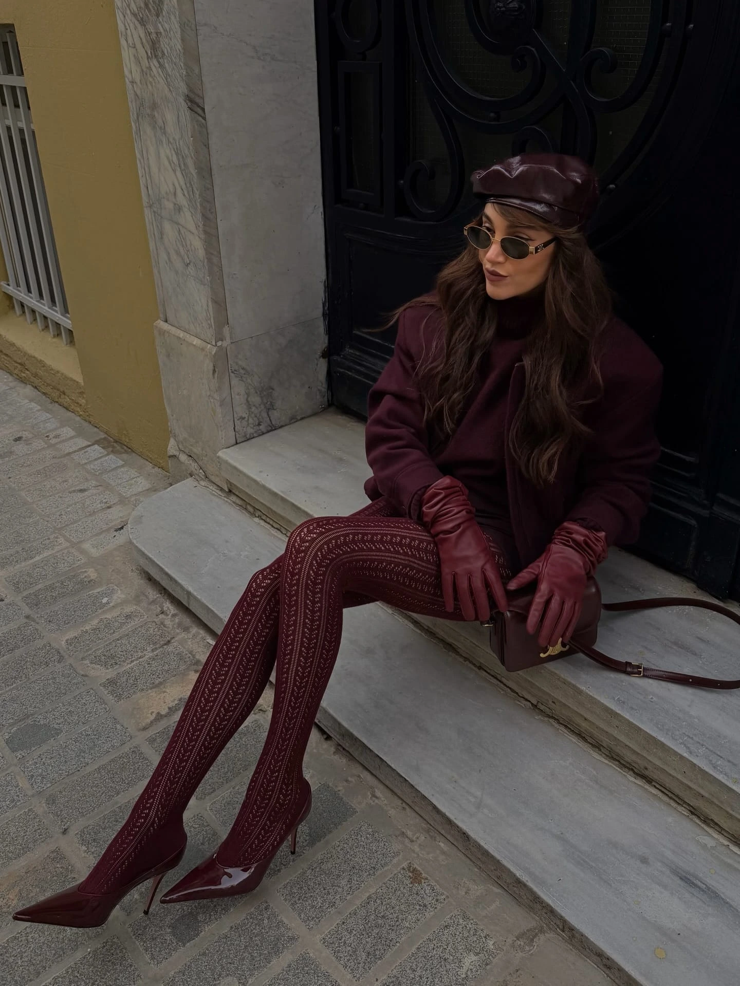 6- Head-to-Toe Burgundy Textures