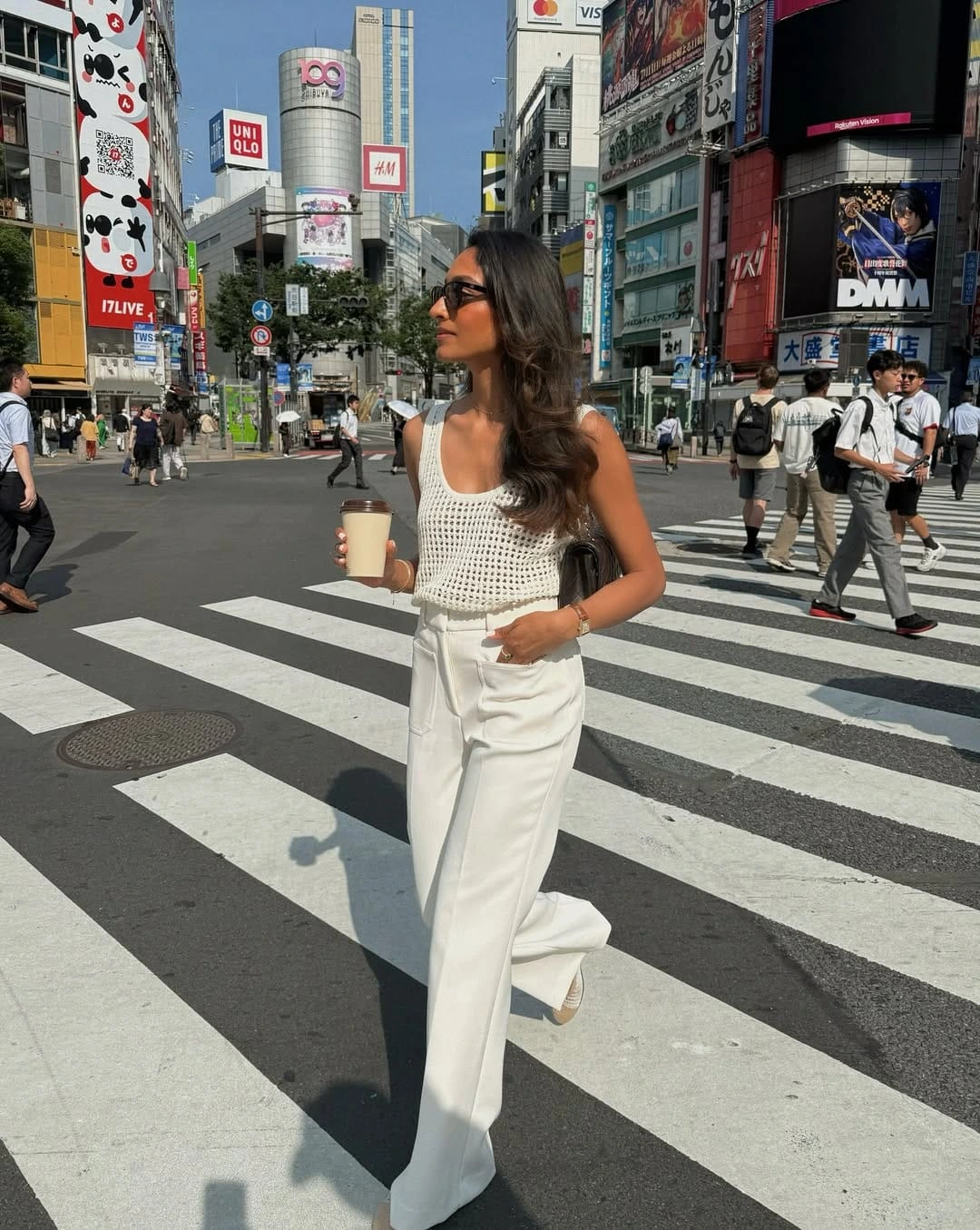 13- Ivory Crochet Meets Tailored White Trousers