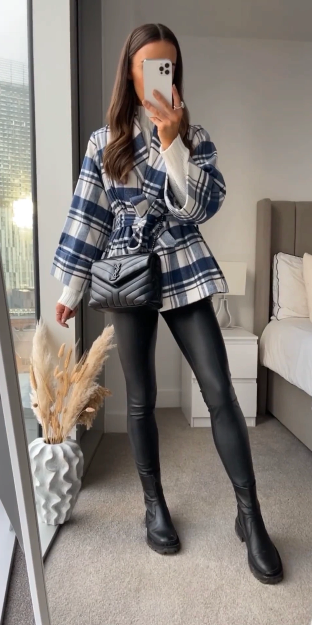 9- Leather Leggings and a Shacket Blazer