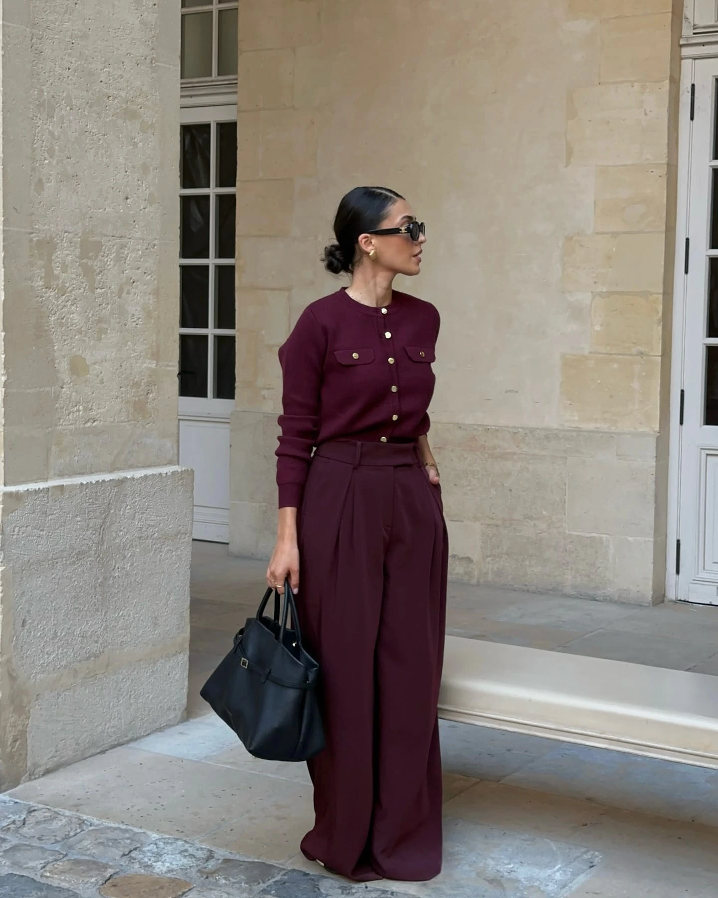 22- Monochrome Burgundy Knit Set