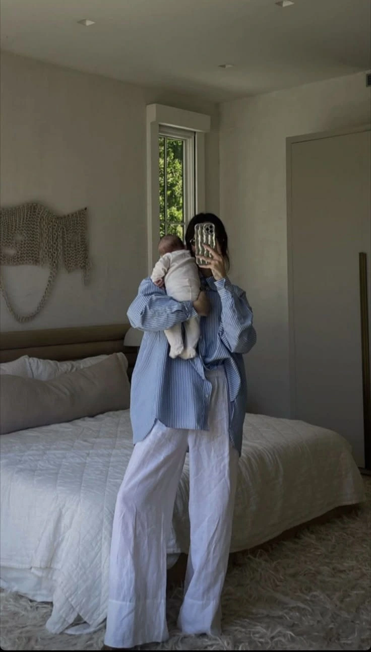 9- Oversized Stripes and White Pants
