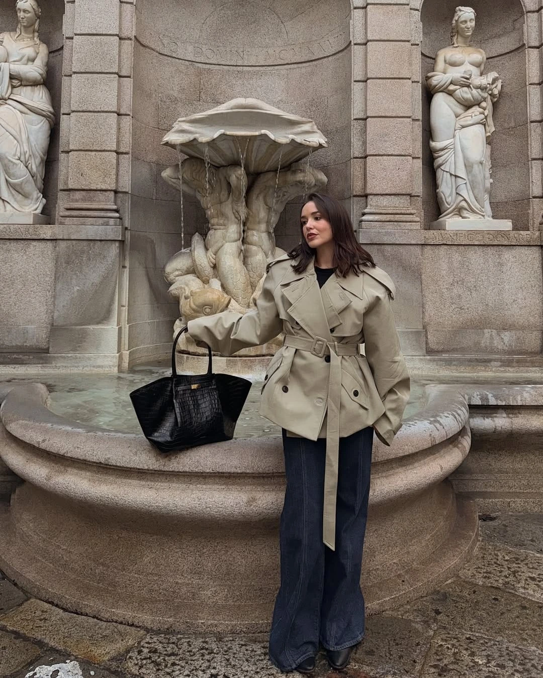 7- Oversized Trench and Wide-Leg Denim