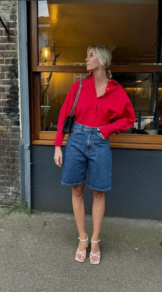 20- Red Poplin Shirt and Baggy Jorts