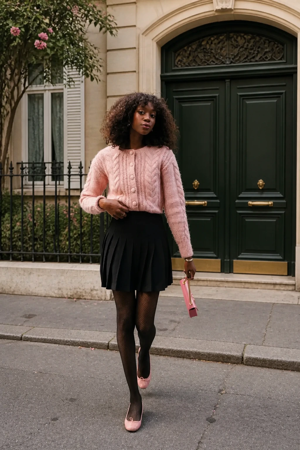 5- Soft Pink Cardigan with a Skirt