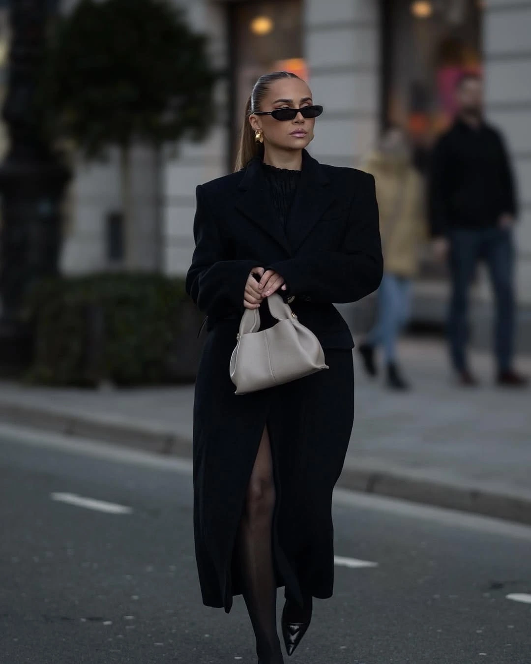 1- Structured Coat Over a Midi Dress