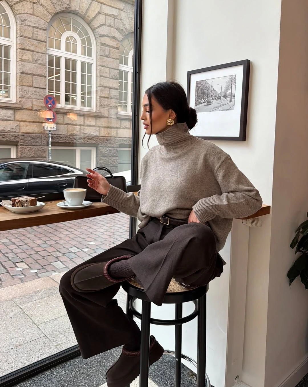 16- Taupe Turtleneck and Chocolate Trousers