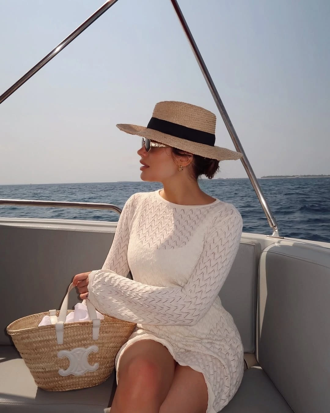 22- White Pointelle Boat Dress