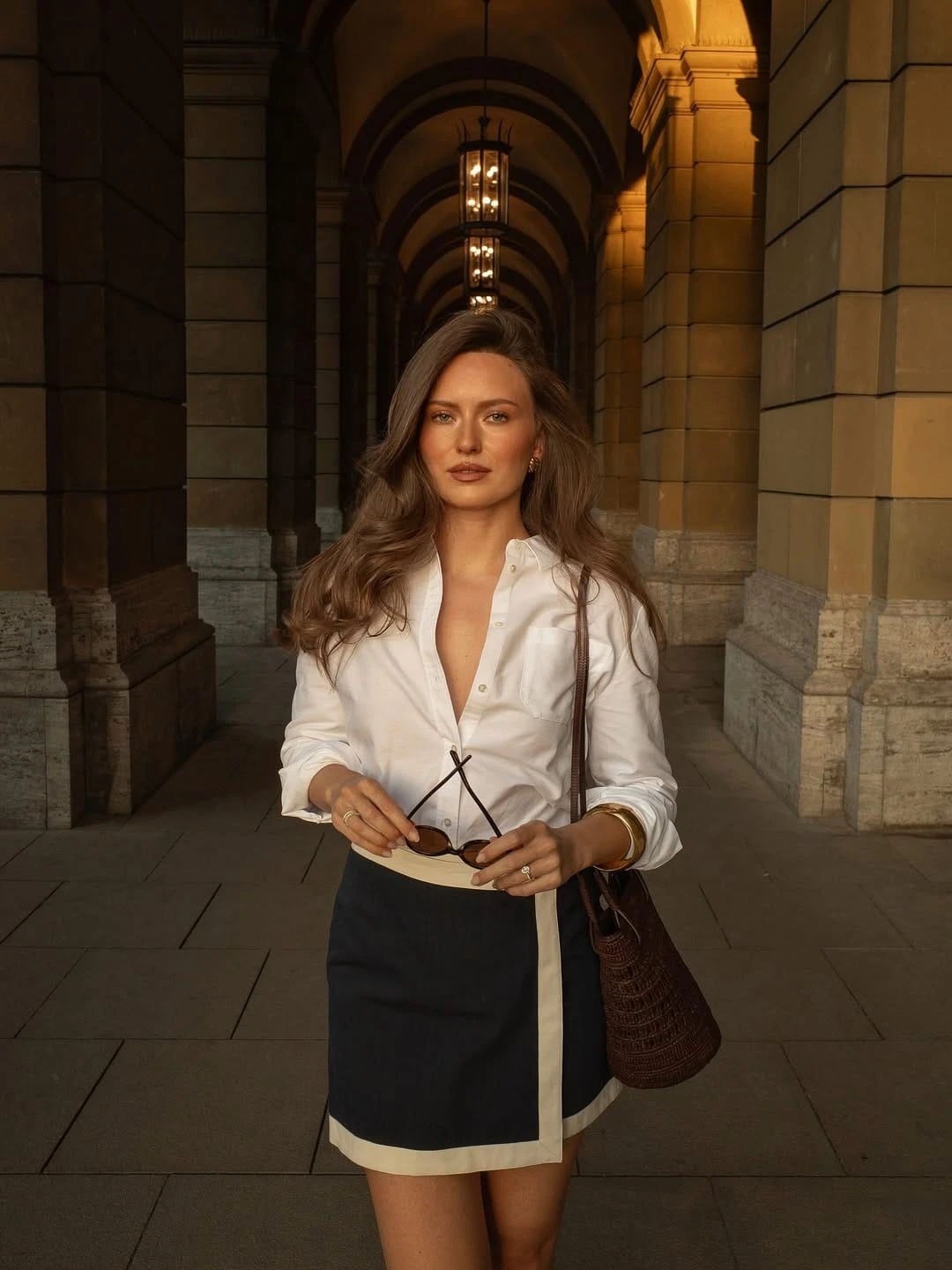 5- White Shirt with a Navy Pencil Skirt