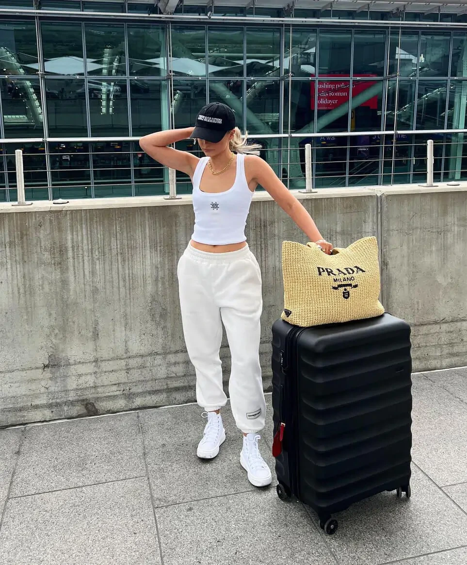 19- White Tank and Jogger Sweatpants